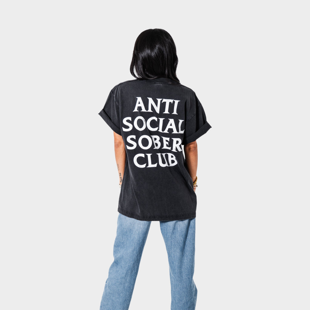Anti Social Sober Tee-Vintage Black