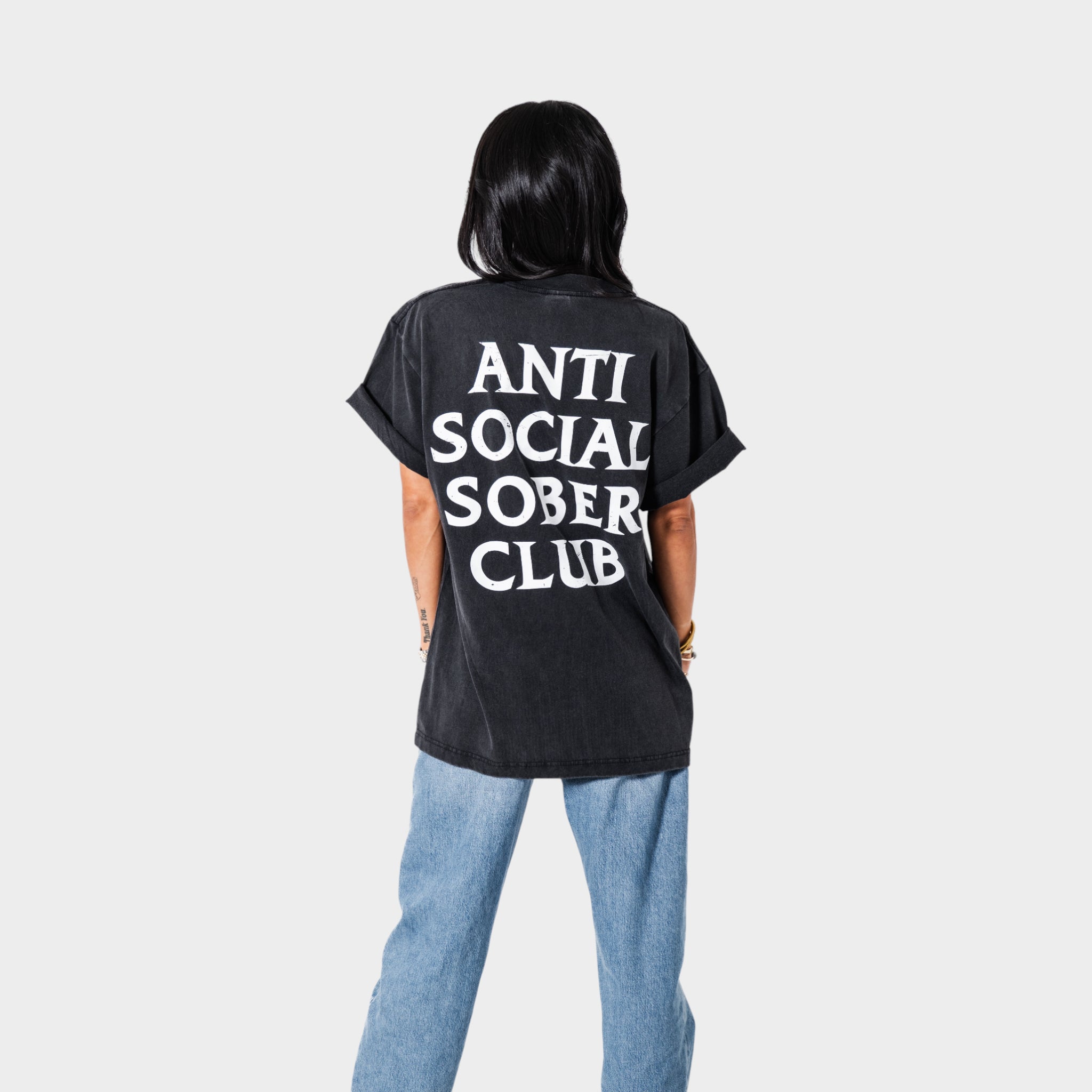 Anti Social Sober Tee-Vintage Black